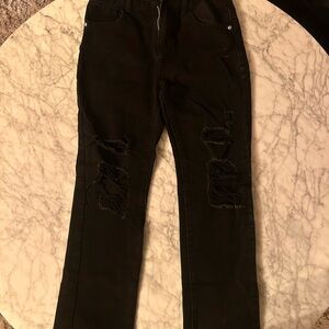 Kids Black Distressed Jeans